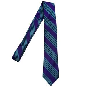 Ted Baker London Silk Tie Necktie Diagonal Stripes Blue Purple Narrow Width USA